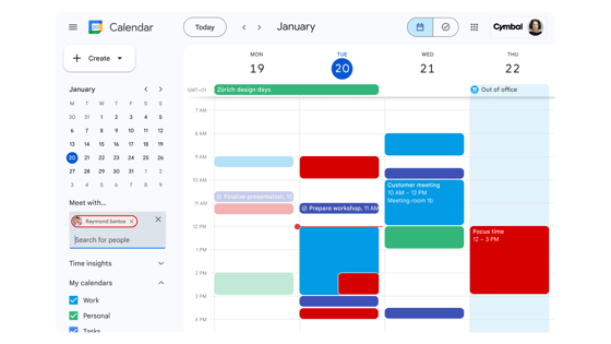 Google calendar product screenshot