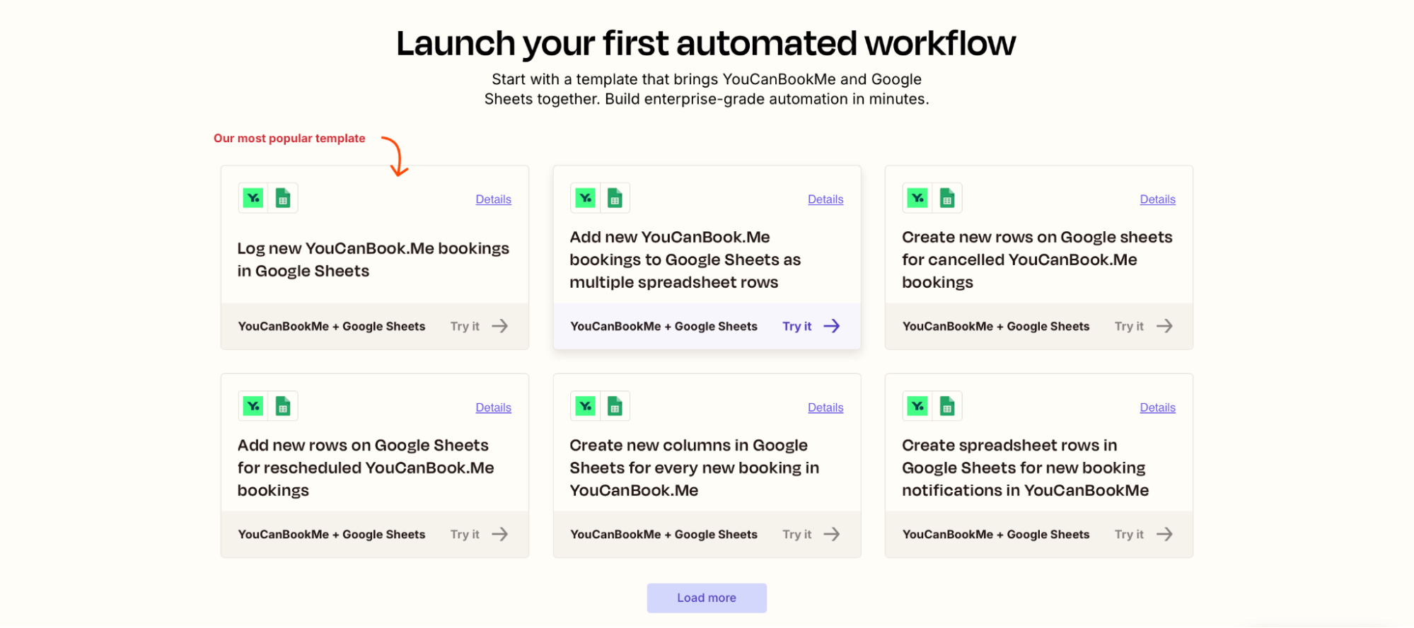 google sheets ycbm Zapier integration