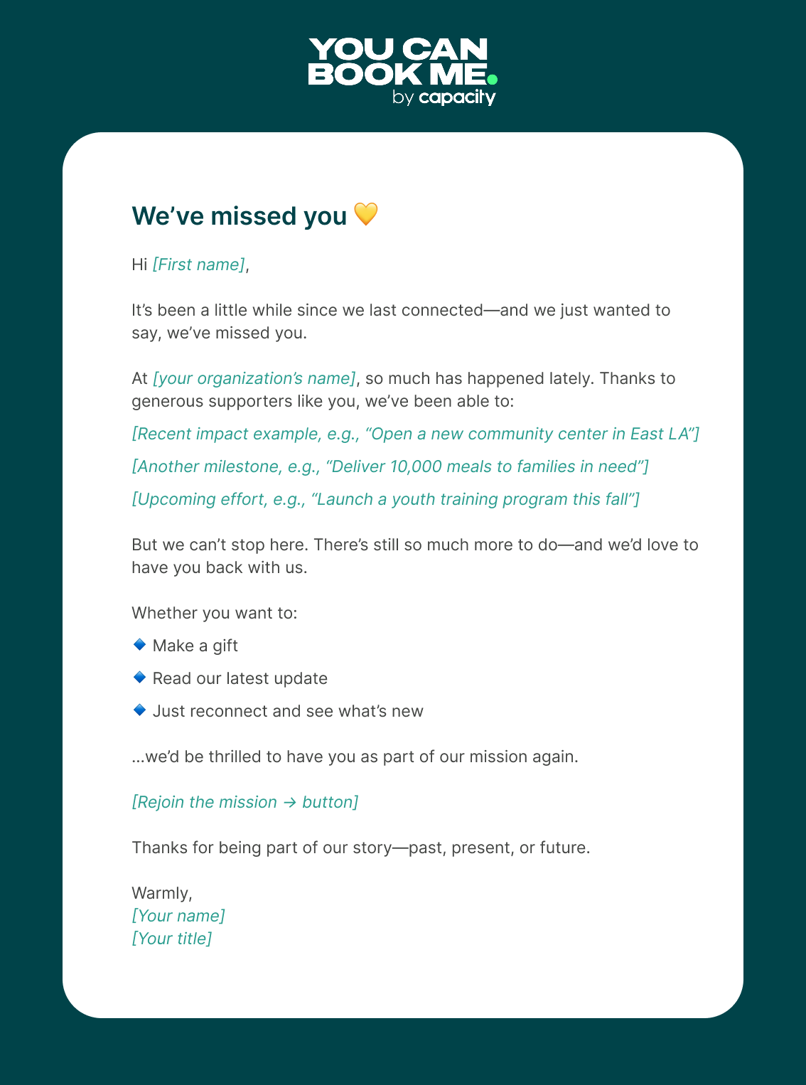Not for Profit Re-engagement Email Template