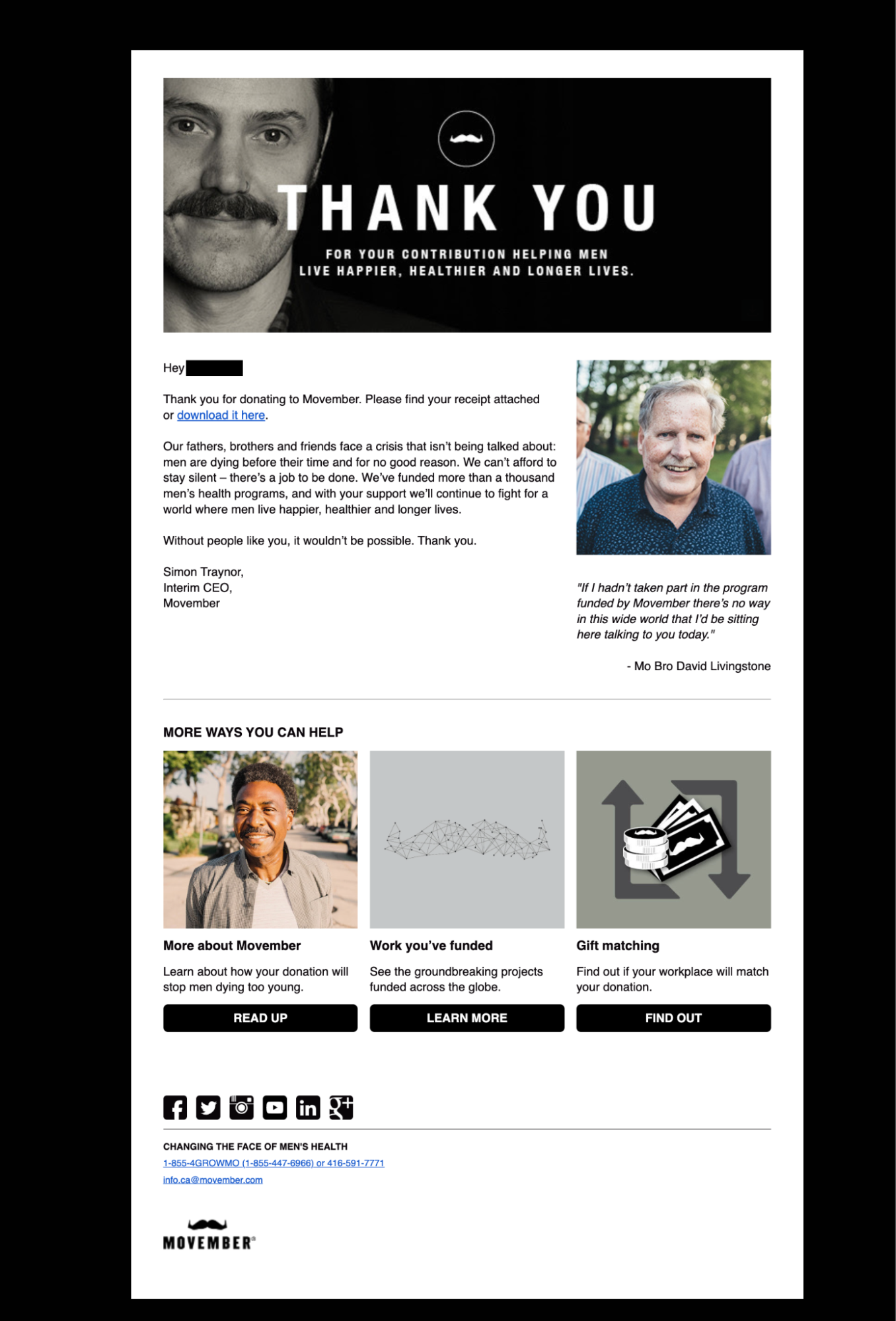 donor thank you non profit email