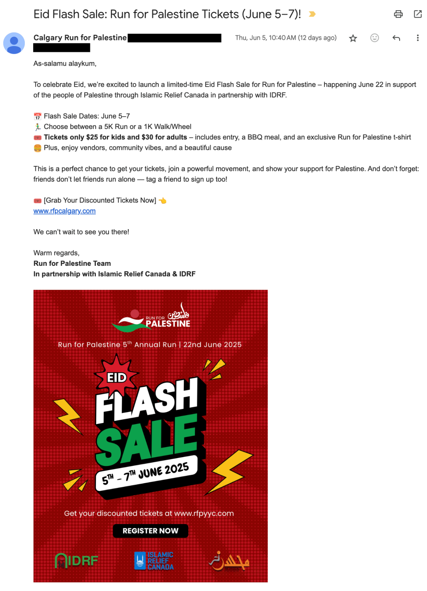 event promotion nonprofit email marketing example