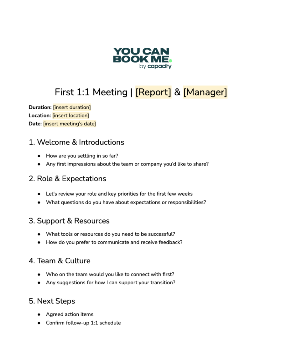 first one on one meeting template
