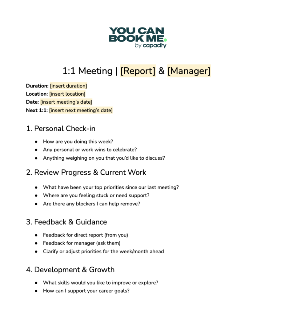 general 1 on 1 meeting template