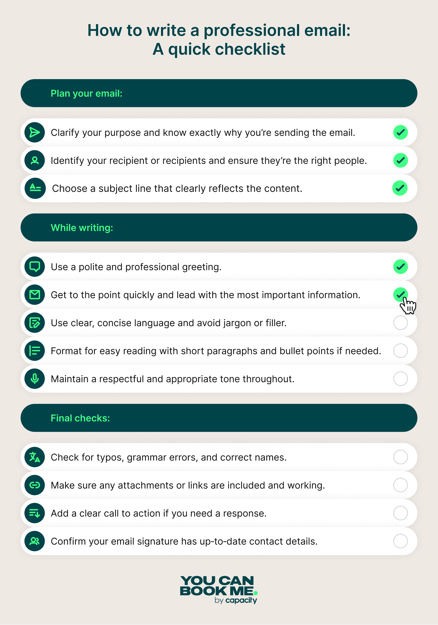 How to write a professional email checklist