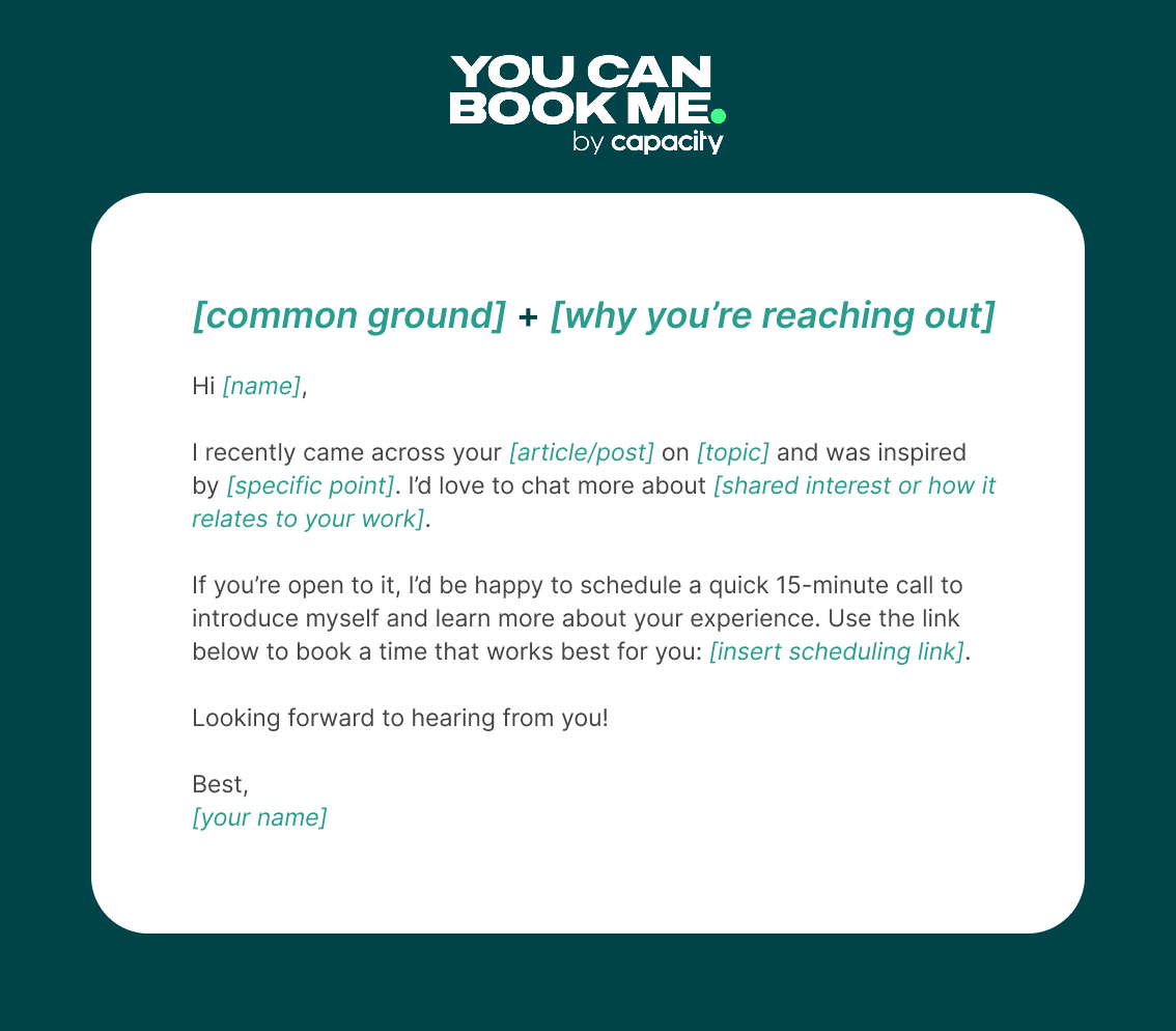 Networking follow‐up email Template