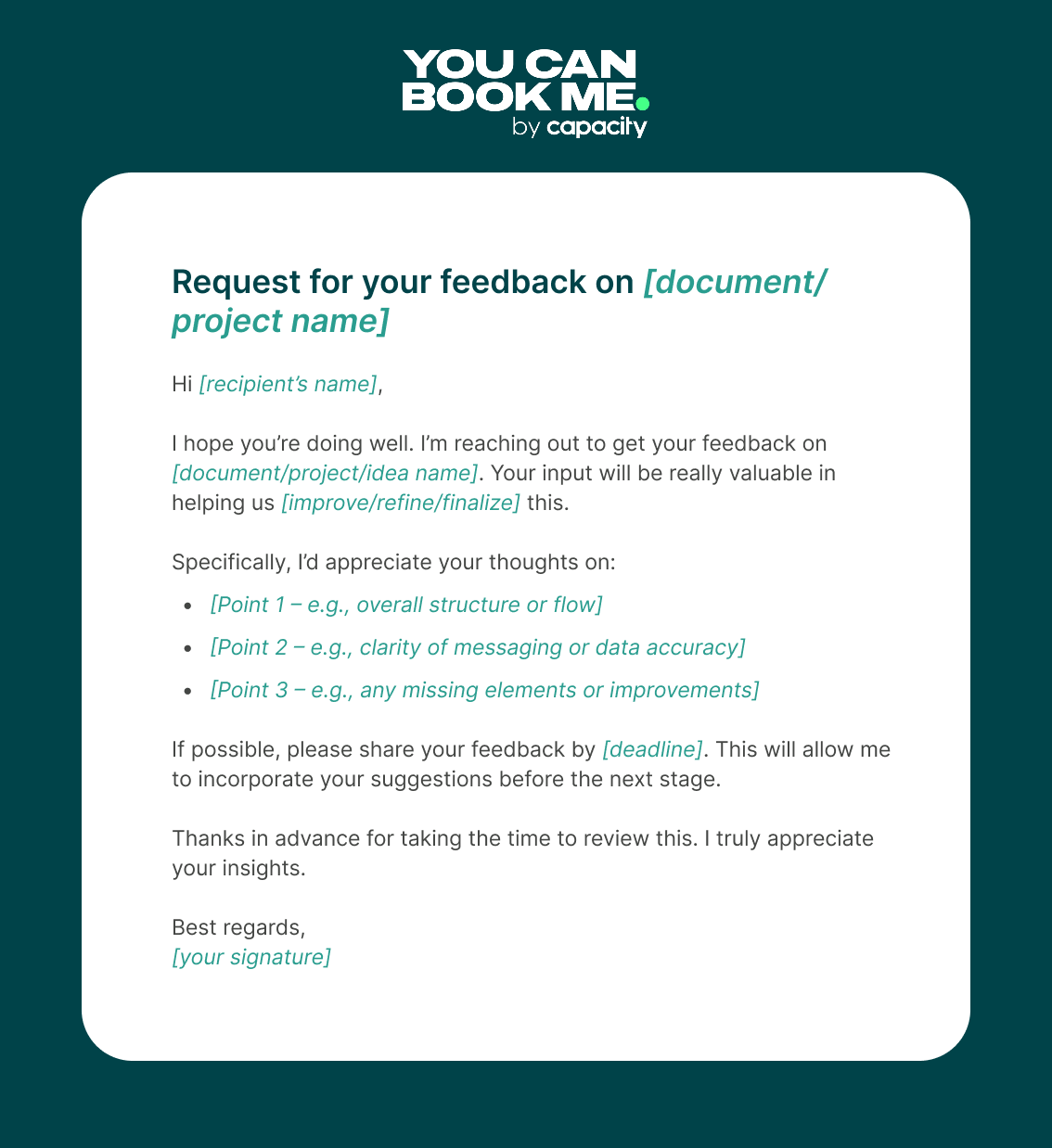 Request for feedback email Template