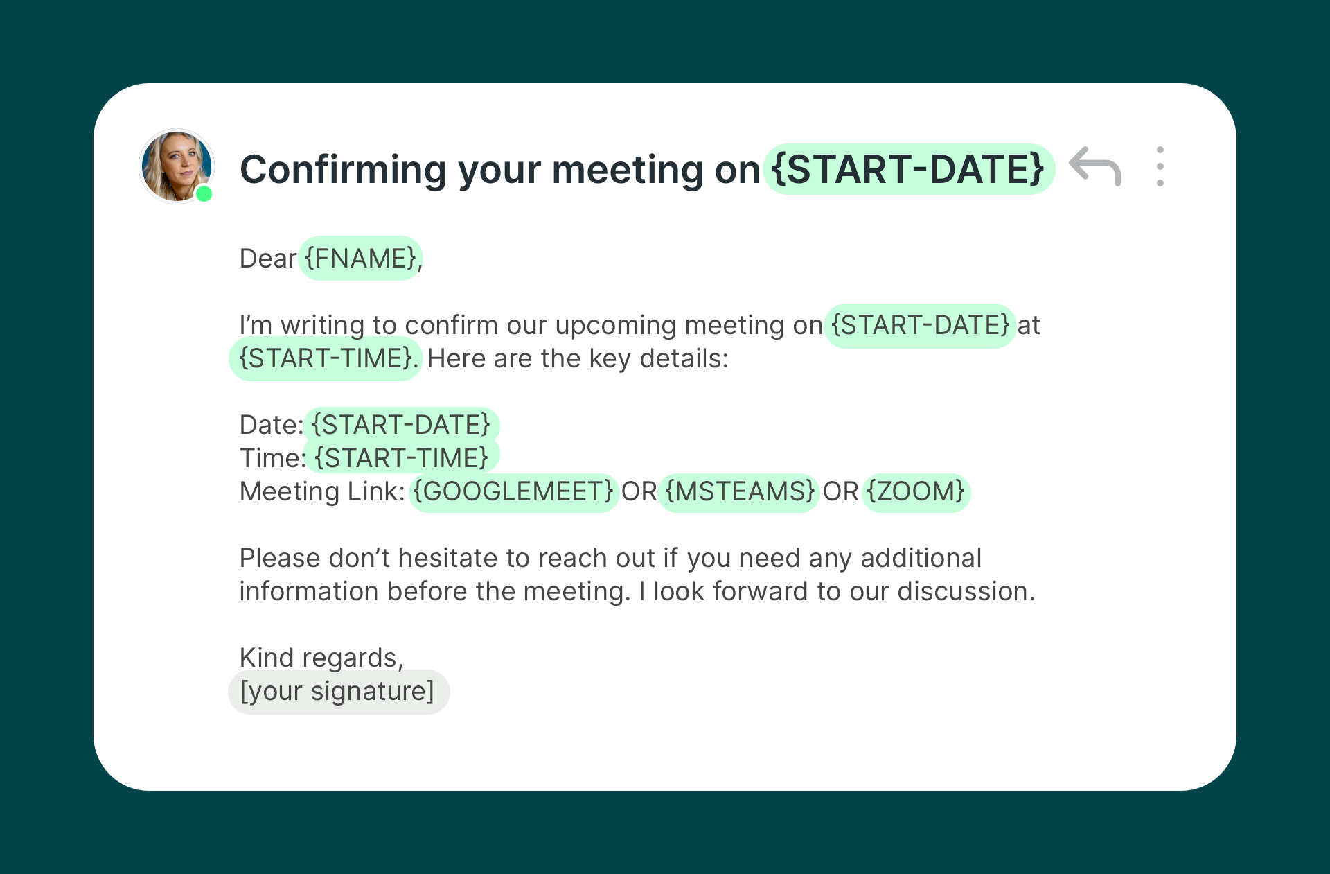 meeting confirmation professional email template