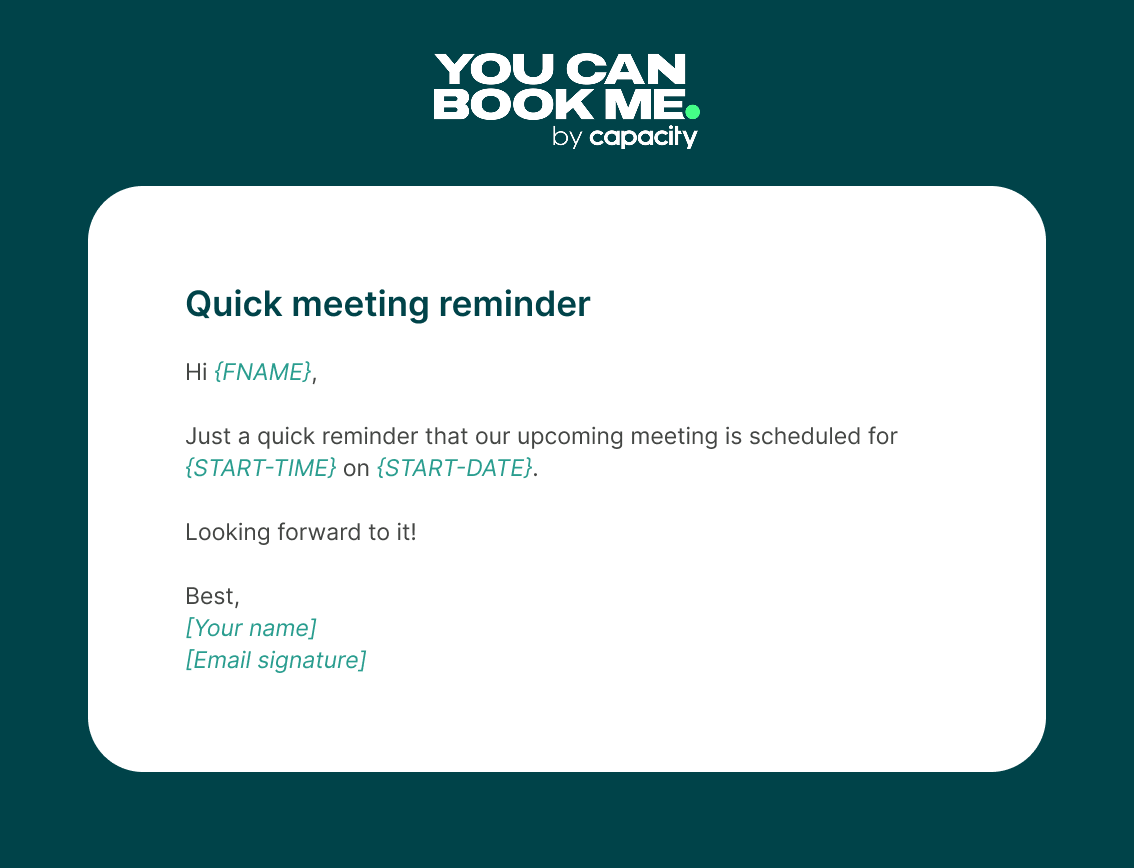 quick meeting reminder professional email template