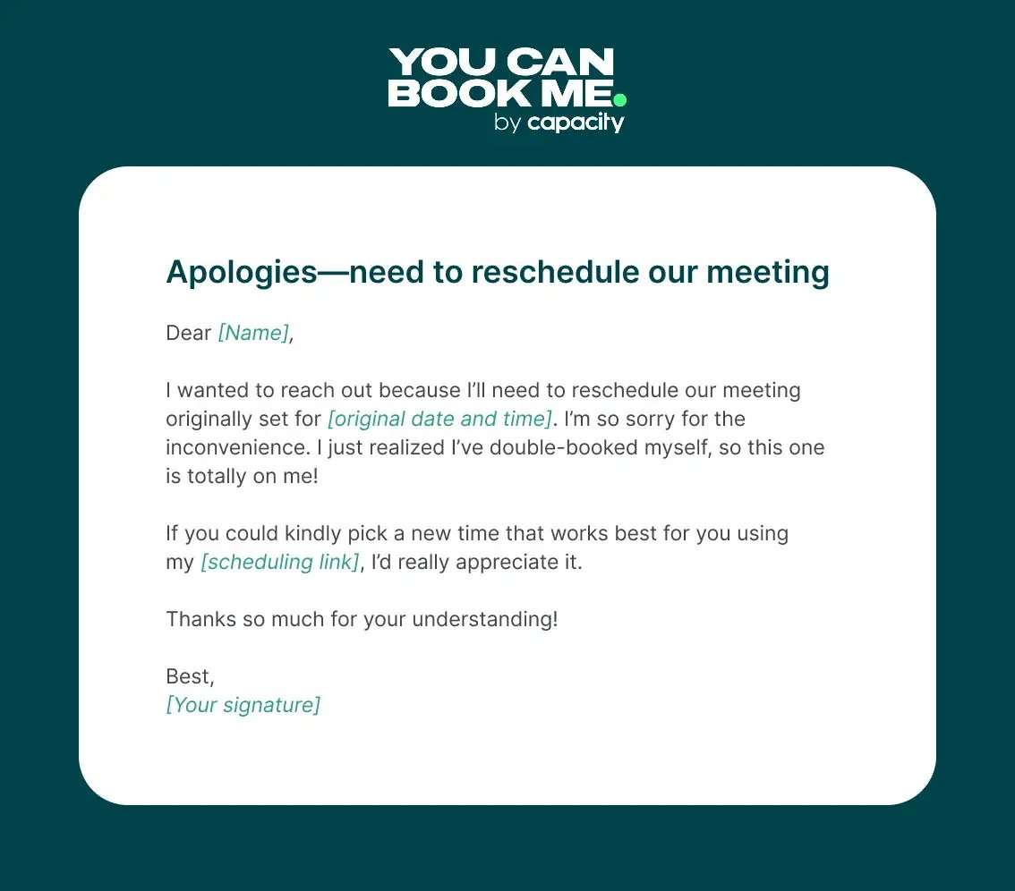 Double-booked rescheduling email