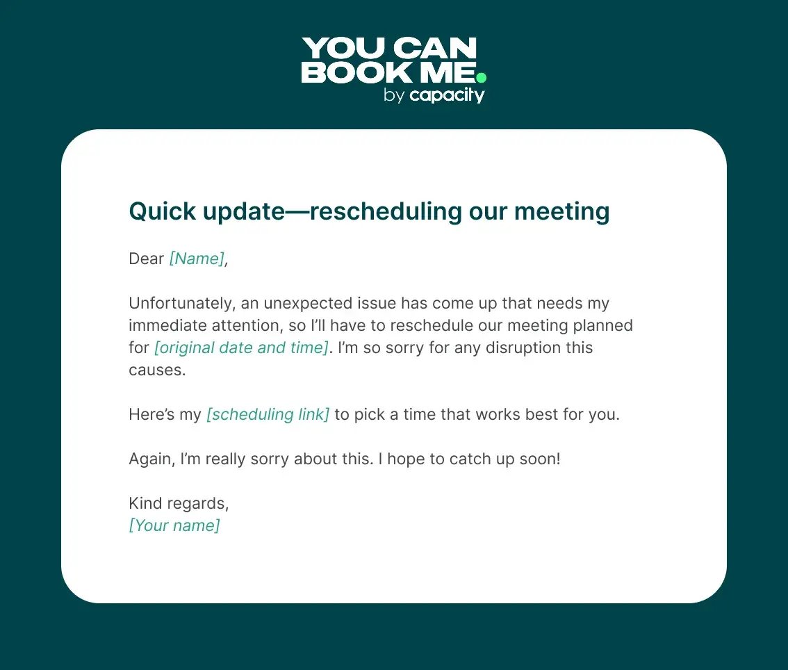 Emergency meeting reschedule email