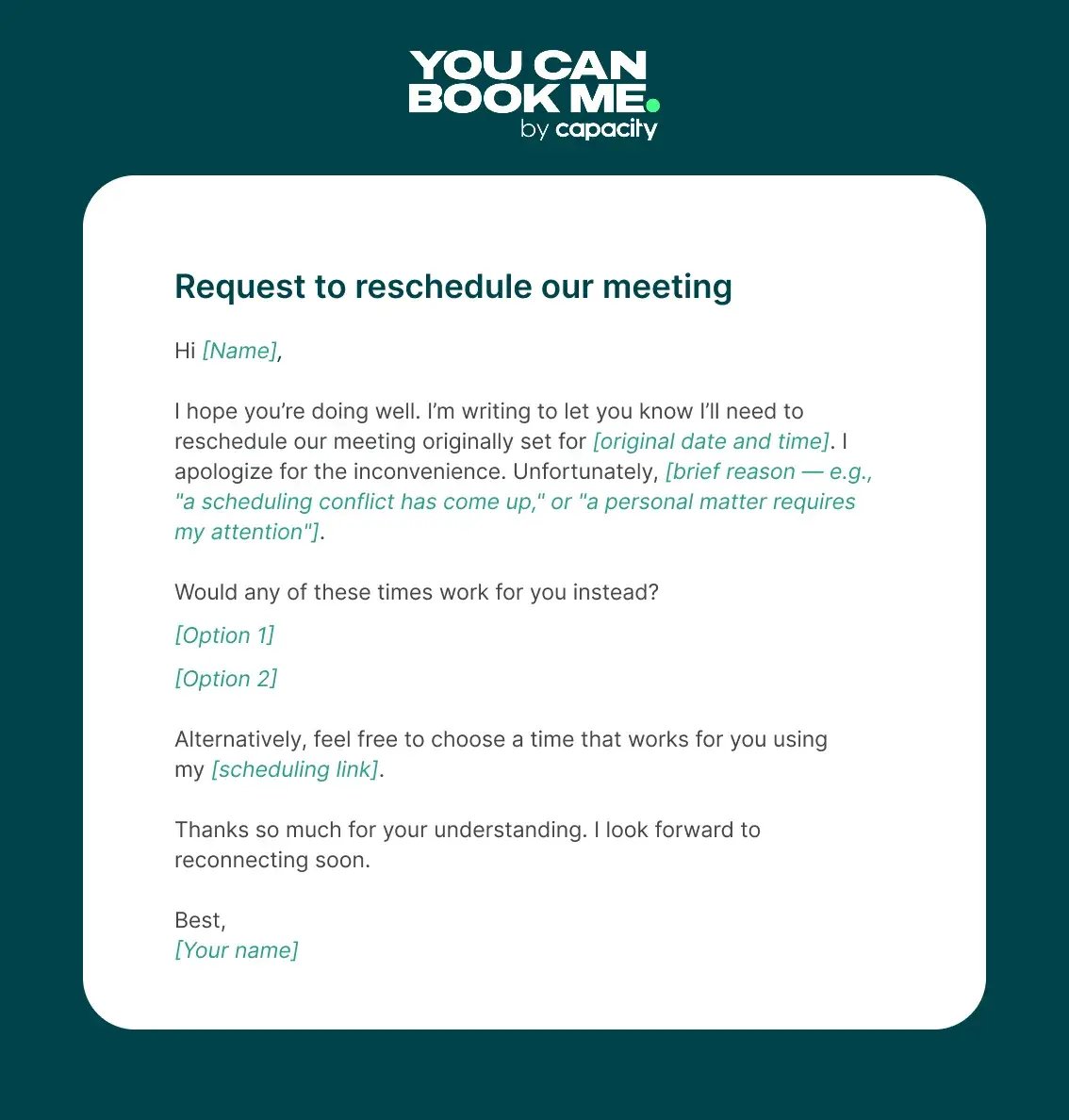 General reschedule meeting email