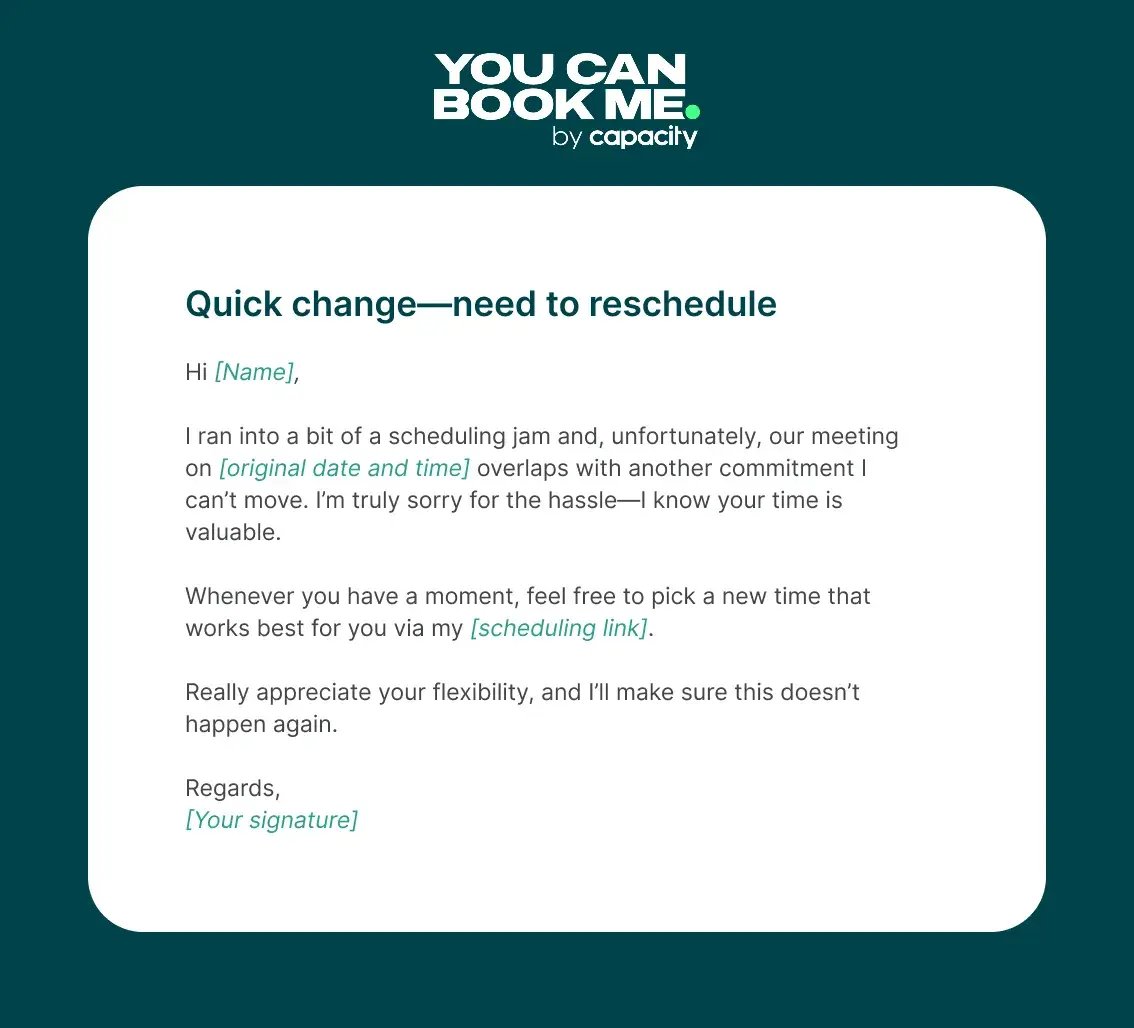 Meeting conflict reschedule email