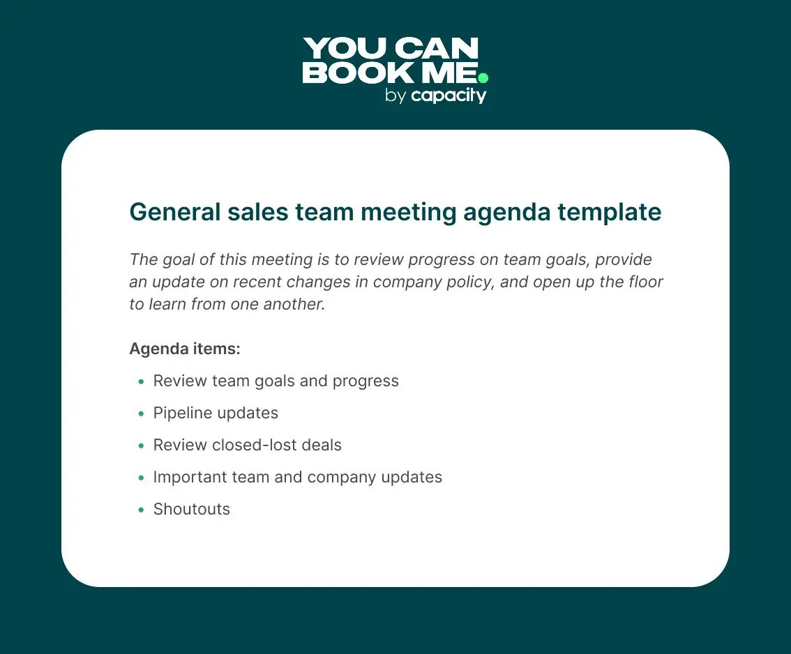 General sales team meeting agenda template