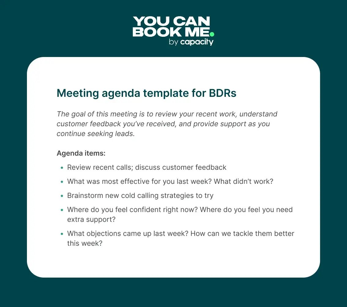 Meeting agenda template for BDRs