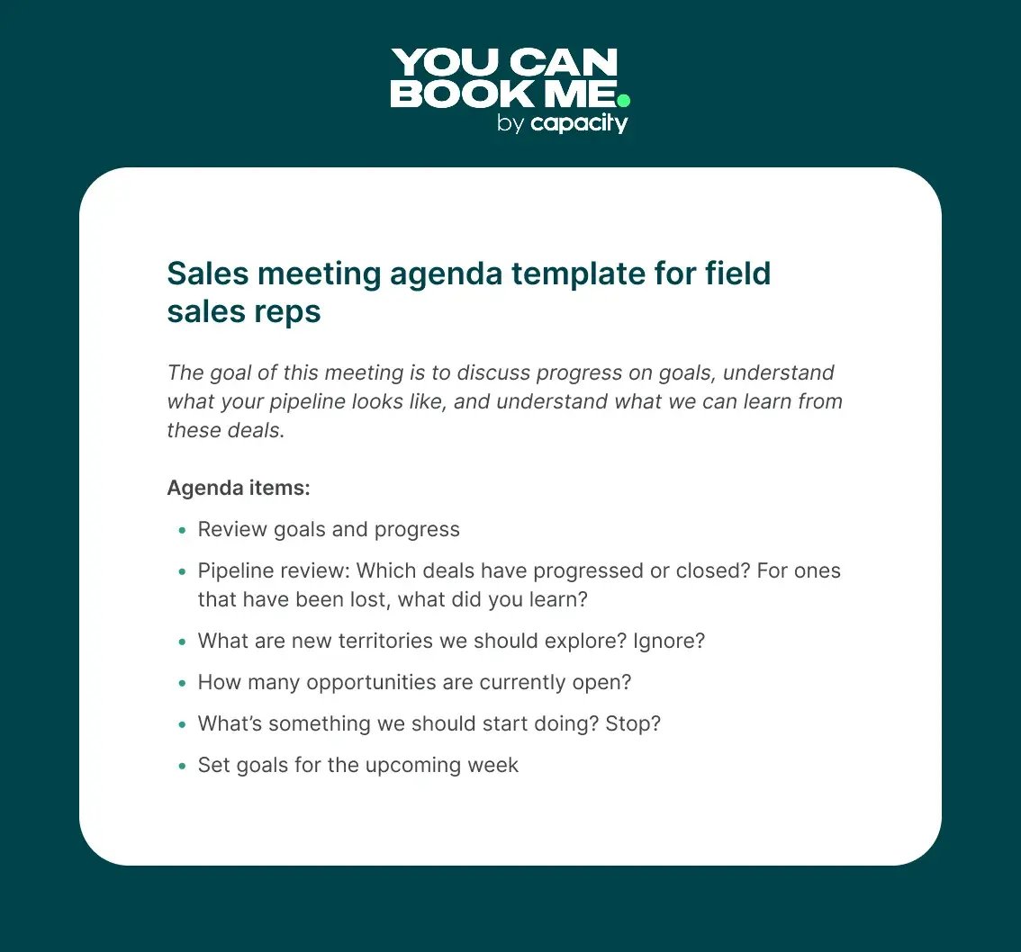 Sales meeting agenda template for field sales reps