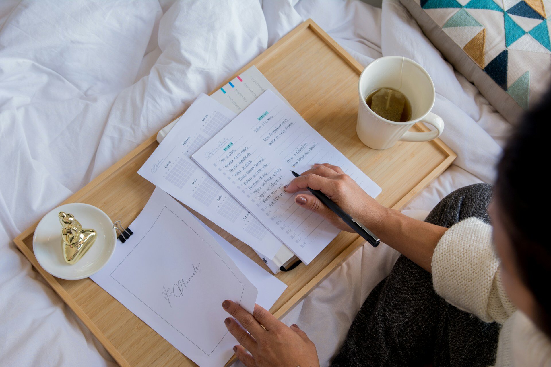 Woman creating time blocking template