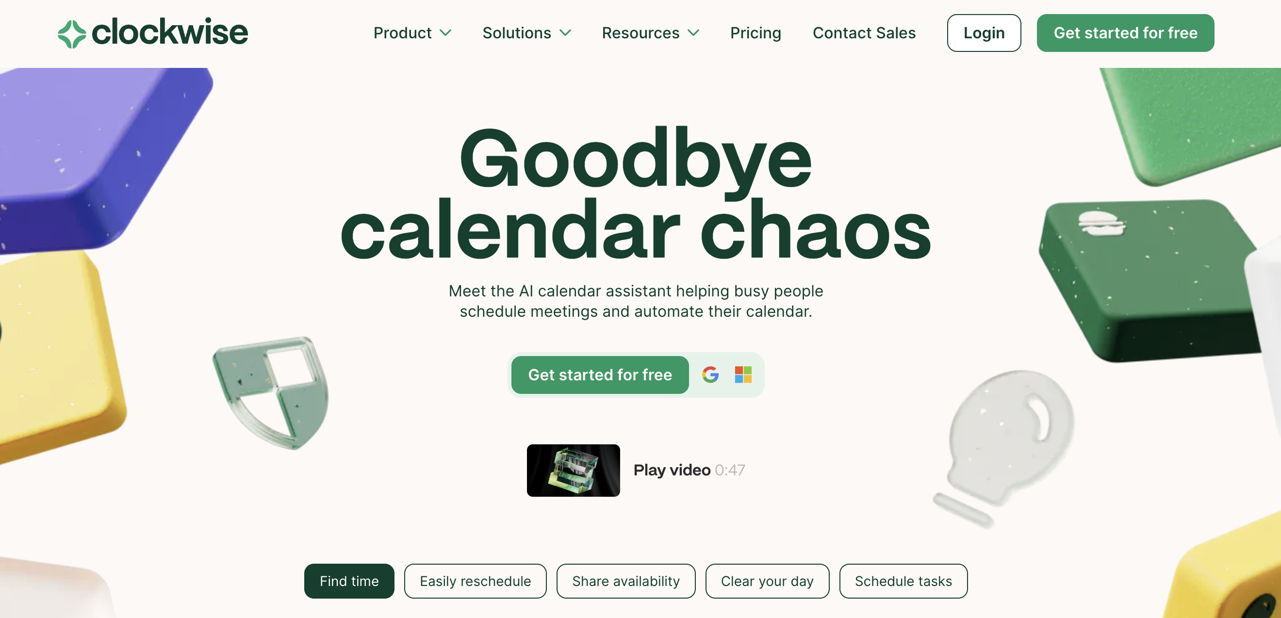 Clockwise AI scheduling app homepage