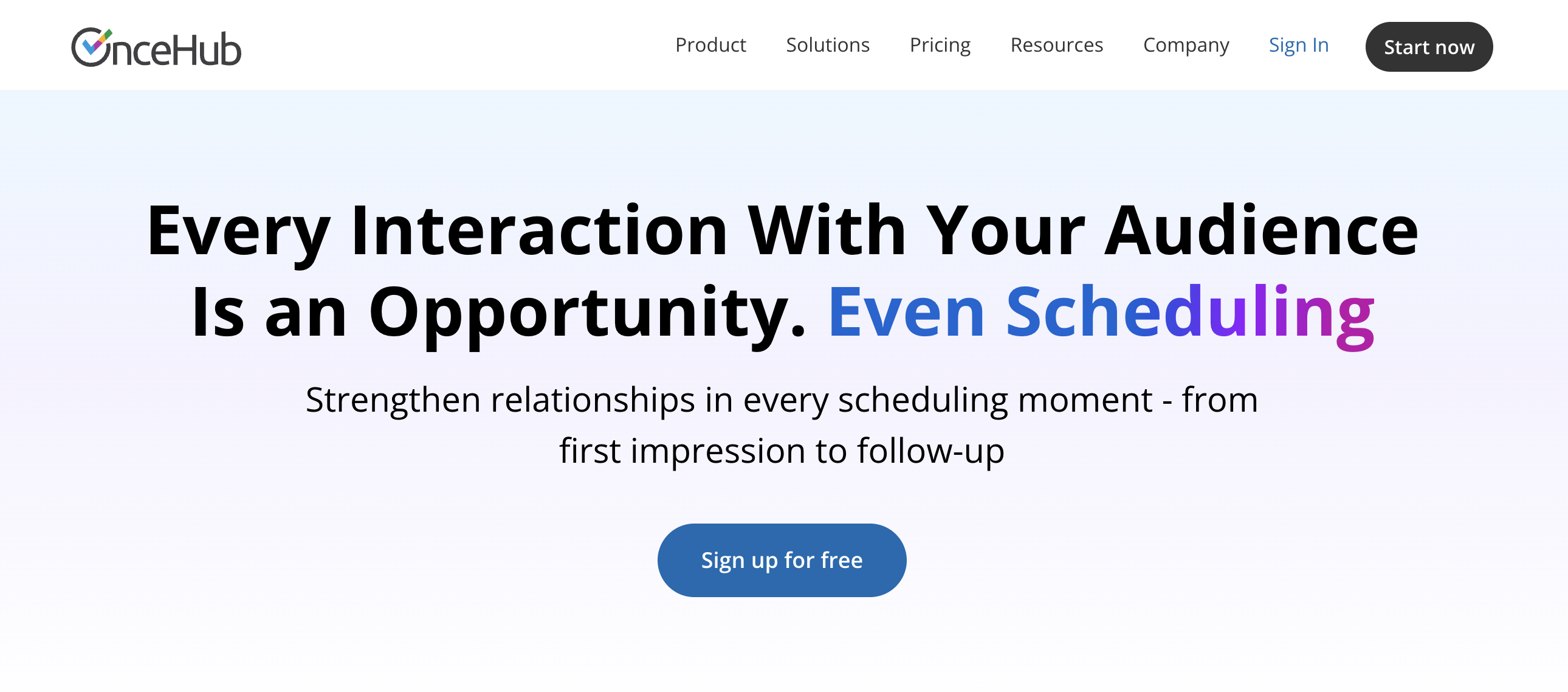 OnceHub scheduling app homepage