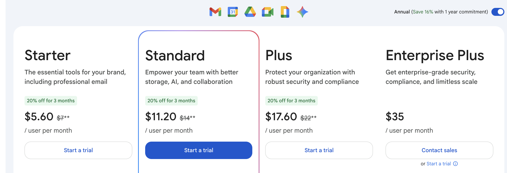 google workspace pricing