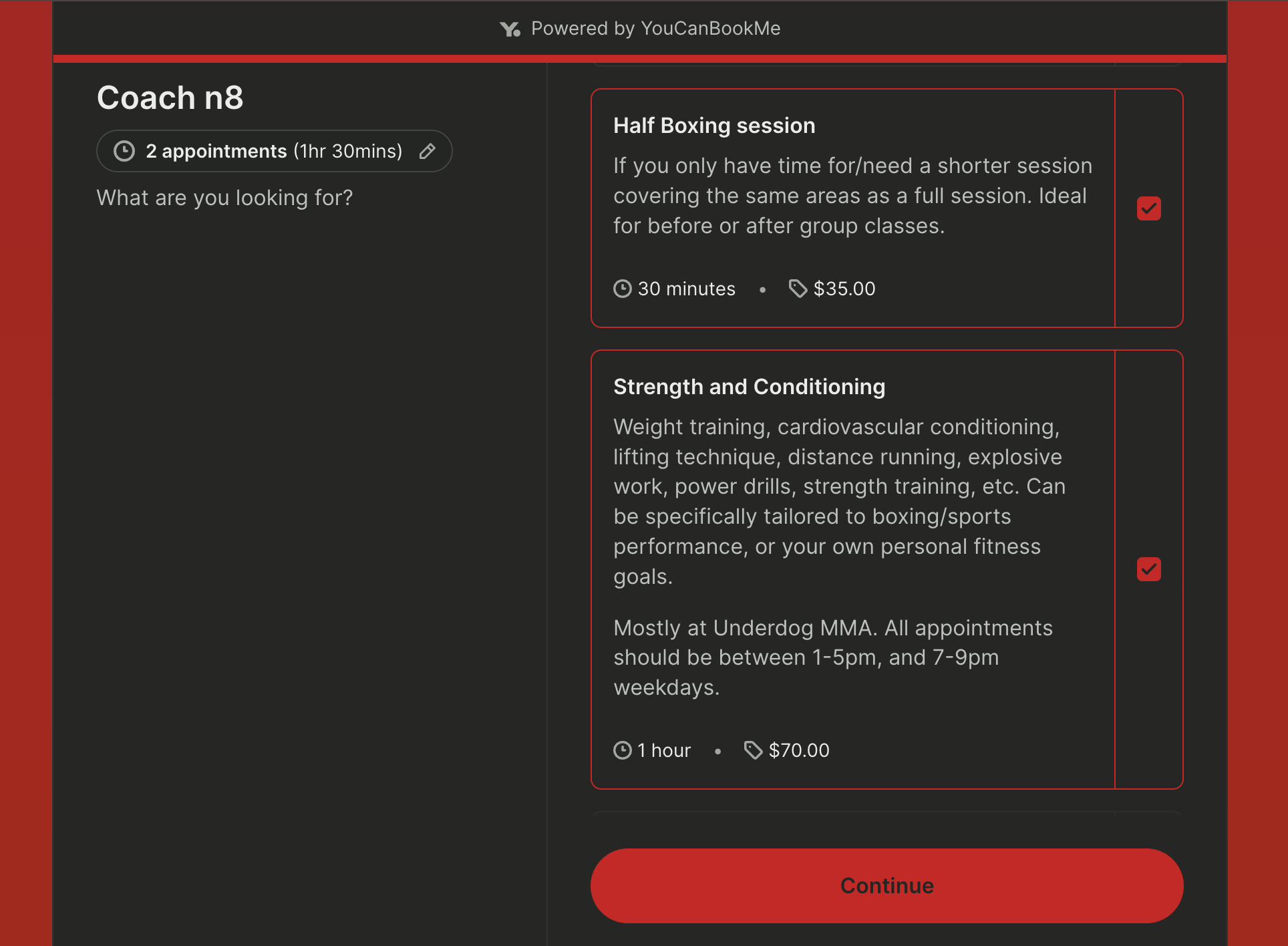Select multiple appointments at once with YouCanBookMe