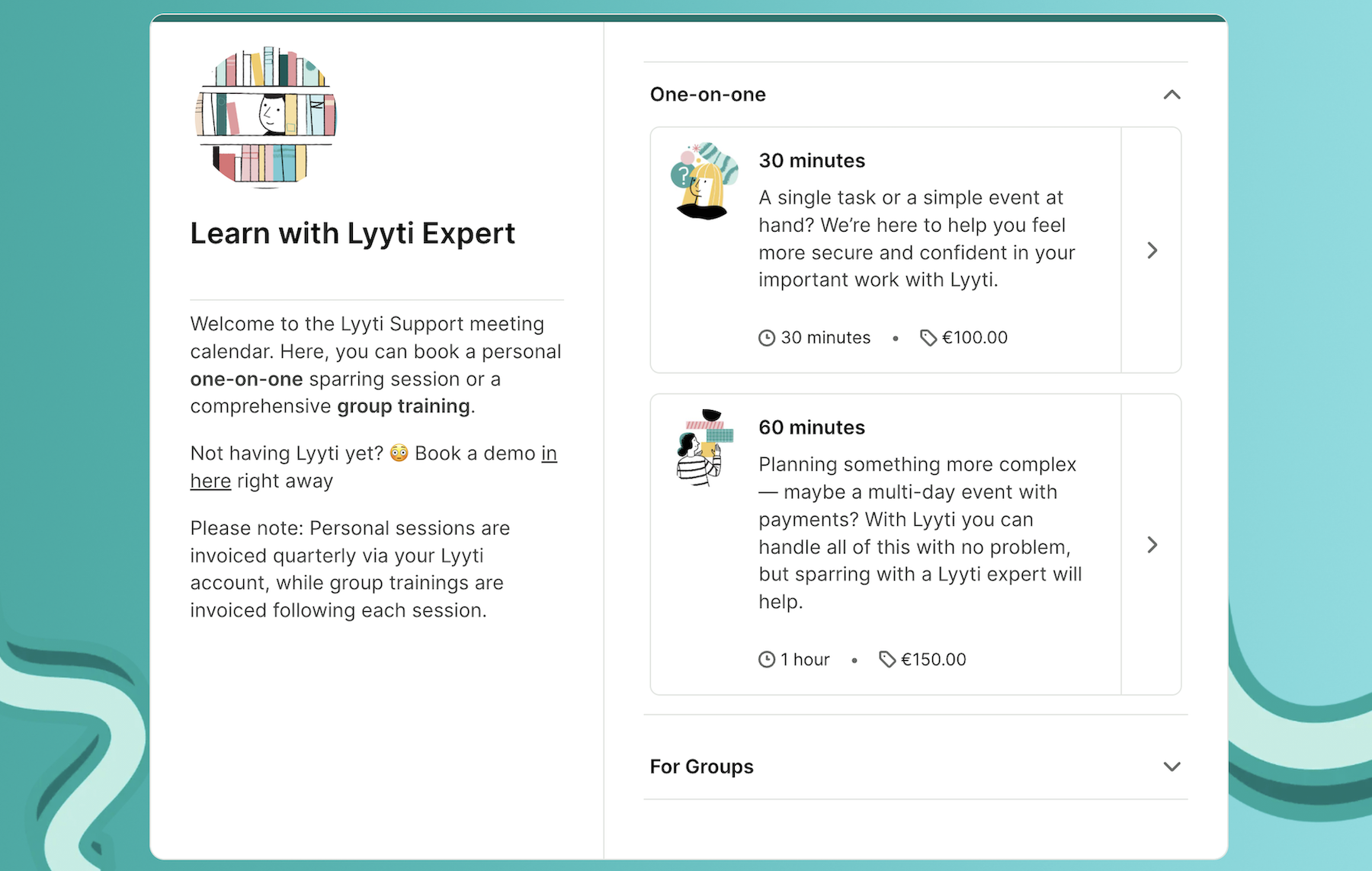 support booking page example