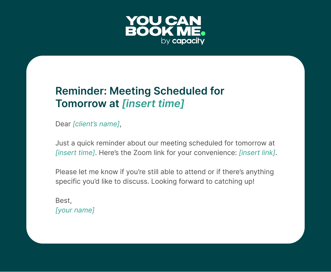 Friendly meeting reminder email template