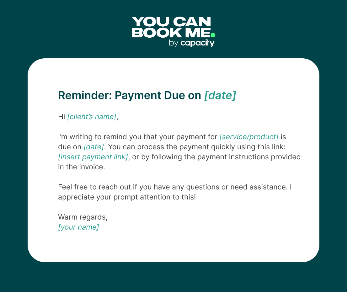 Friendly upcoming payment reminder email template
