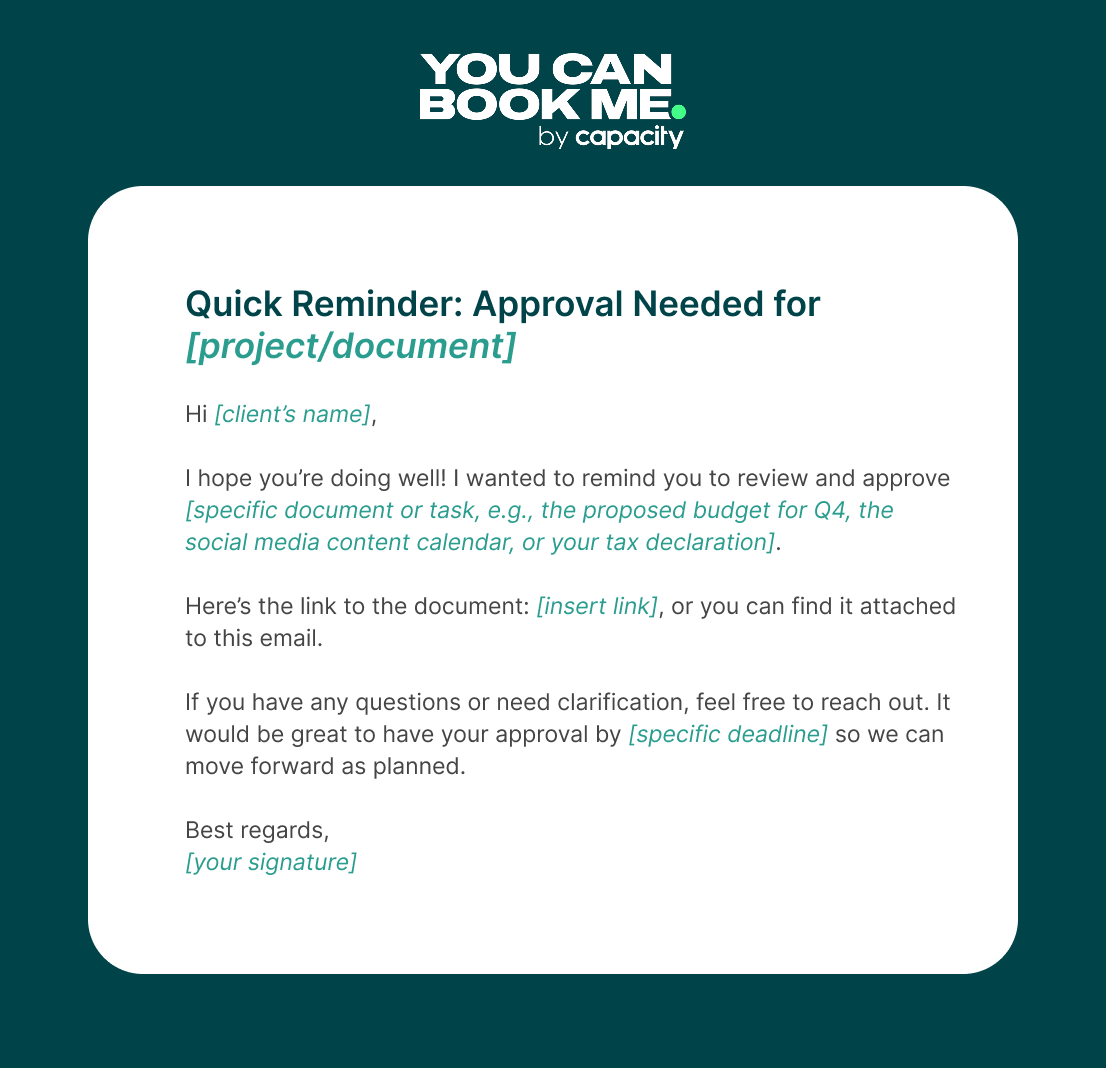 Friendly approval reminder email template