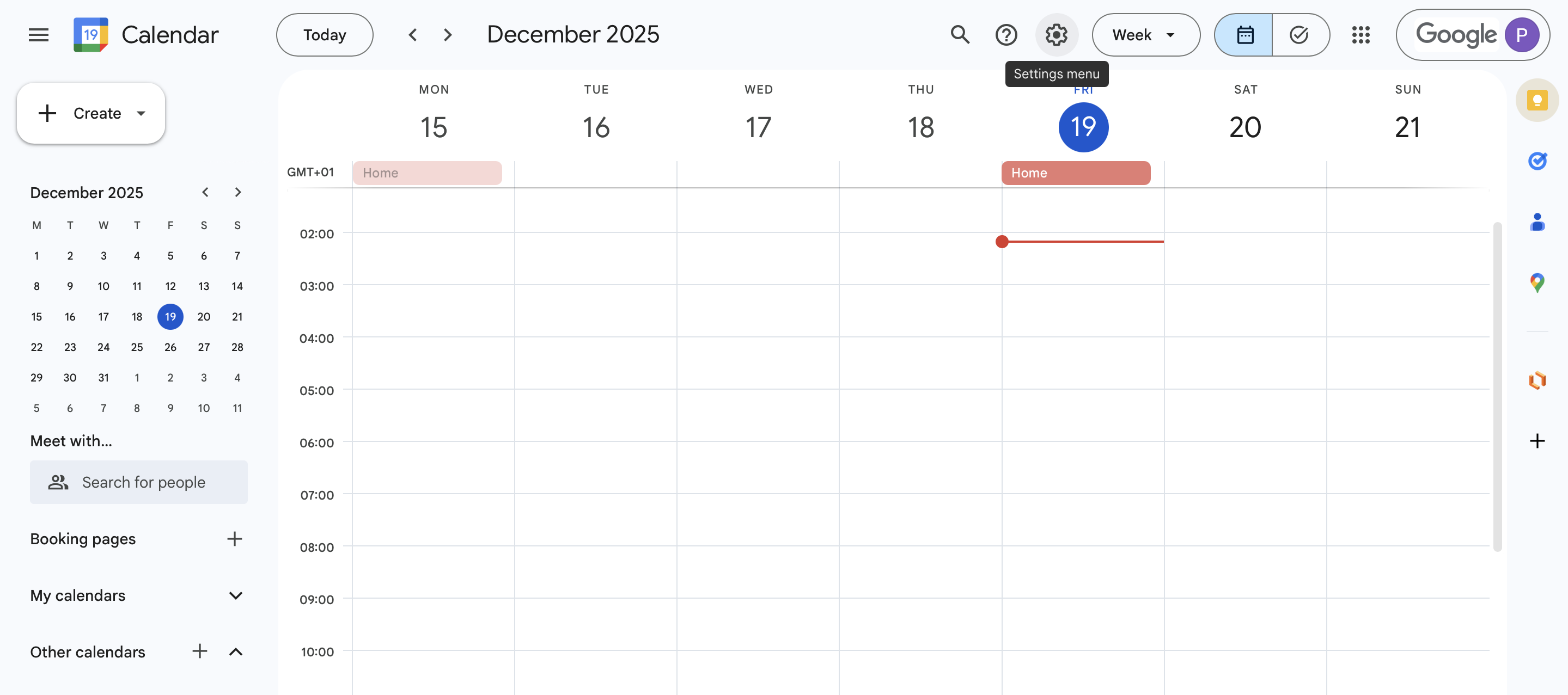Google Calendar settings