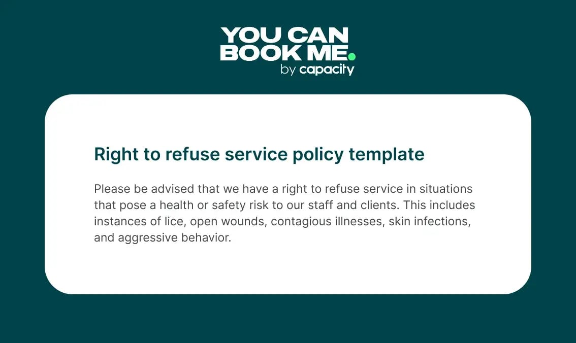 Right to refuse service policy template for hair salons