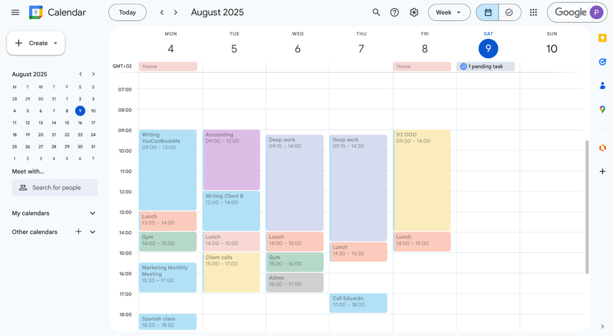 time blocking example