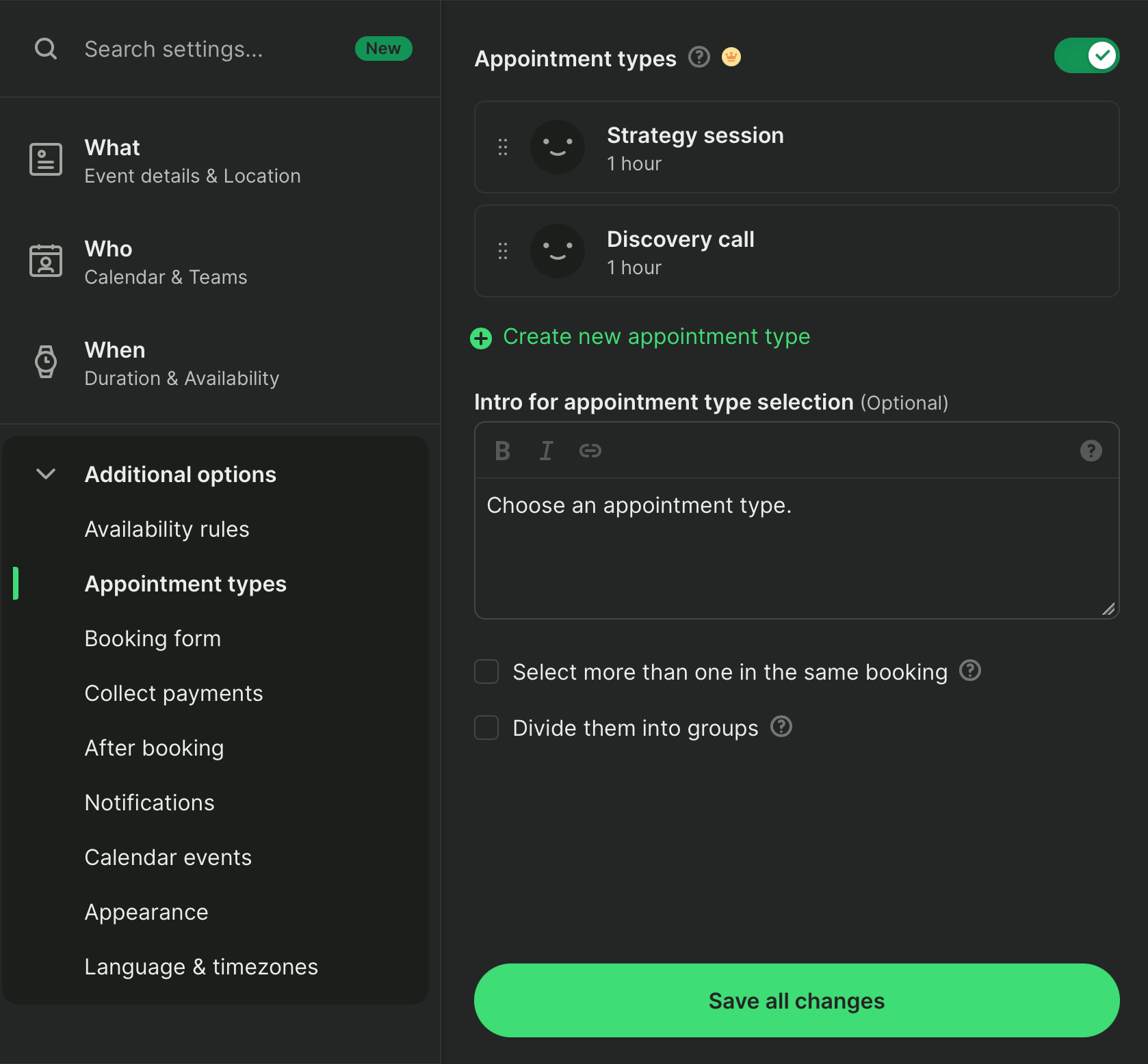 appointment types