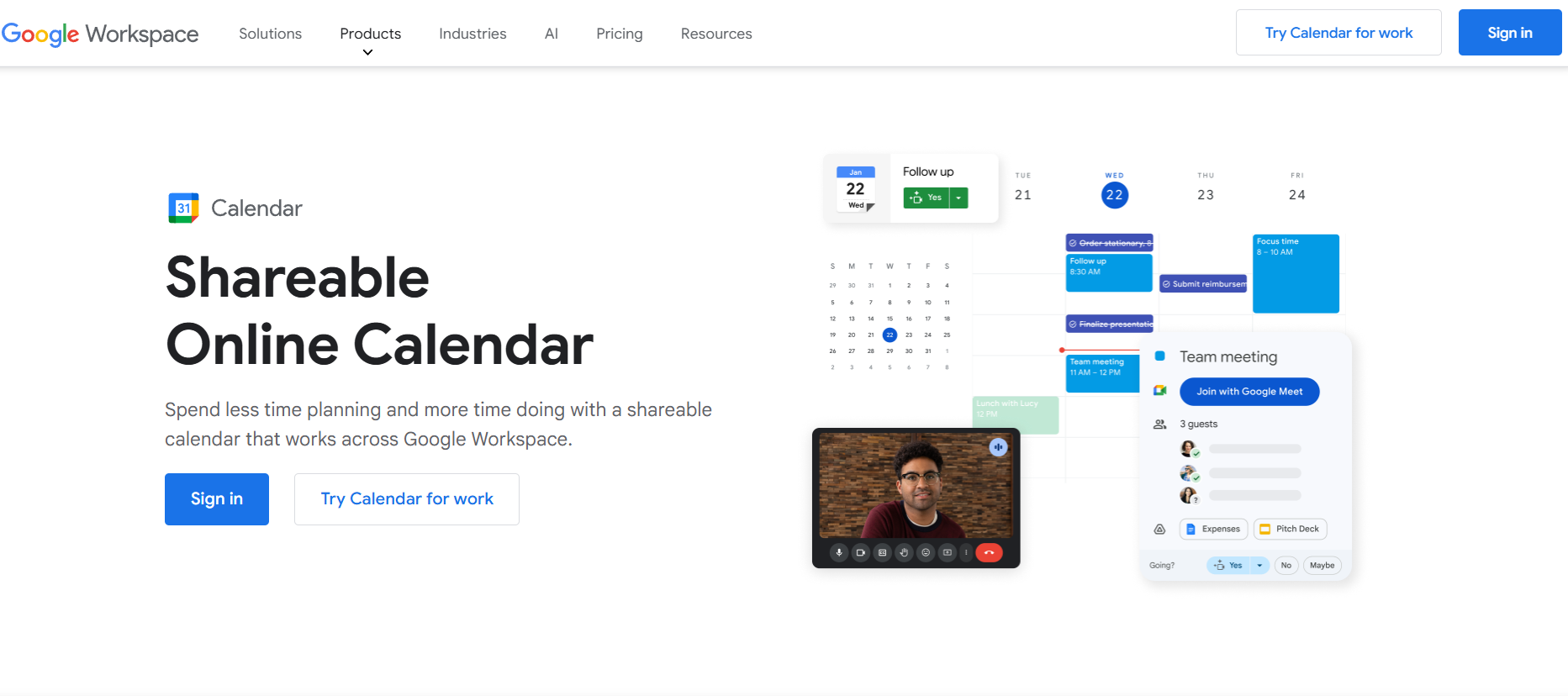 google calendar home page
