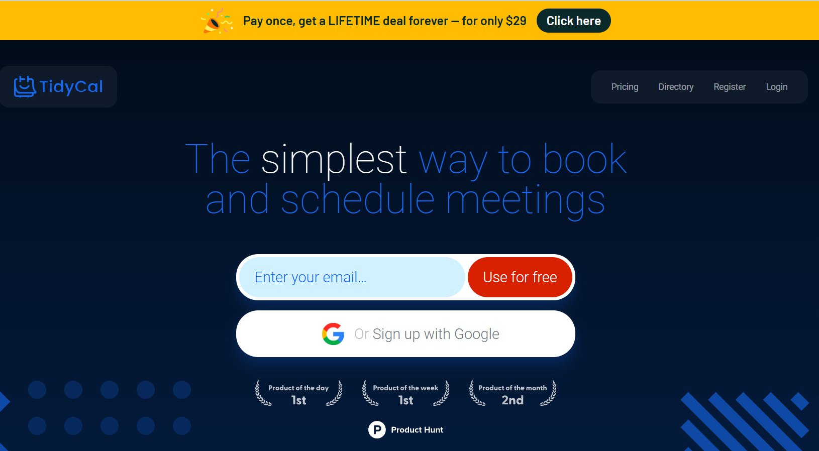 tidycal home page