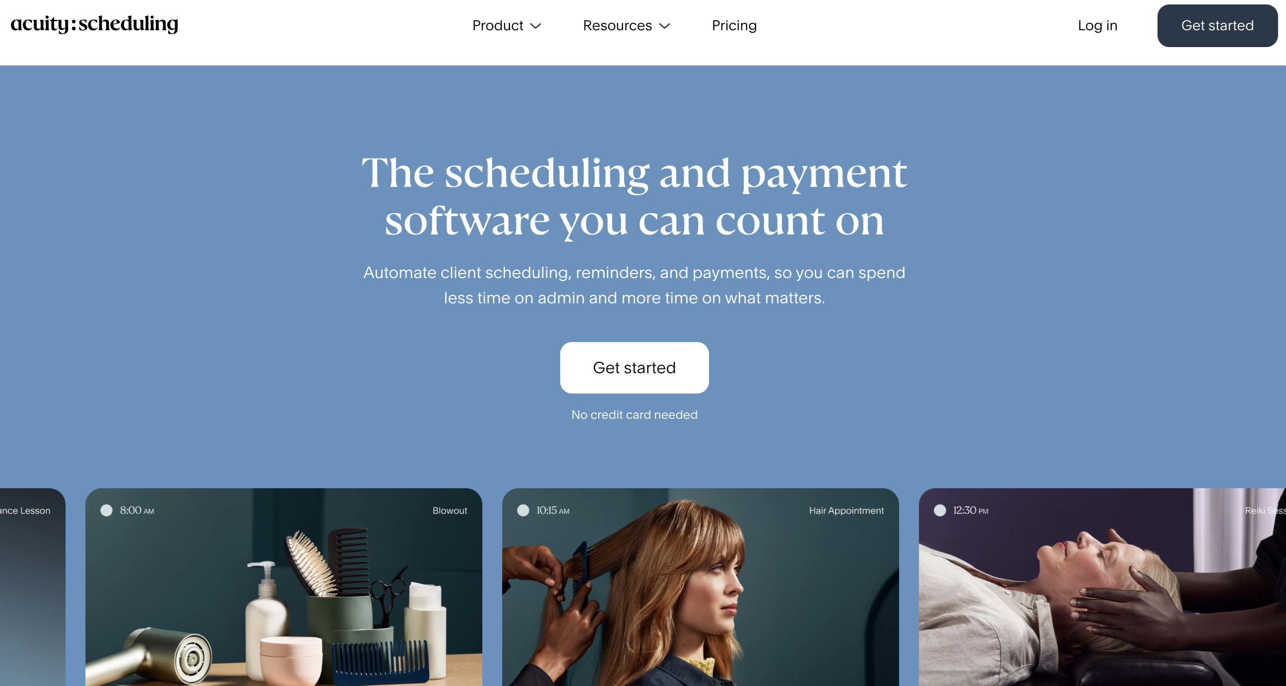 Acuity scheduling homepage 2025