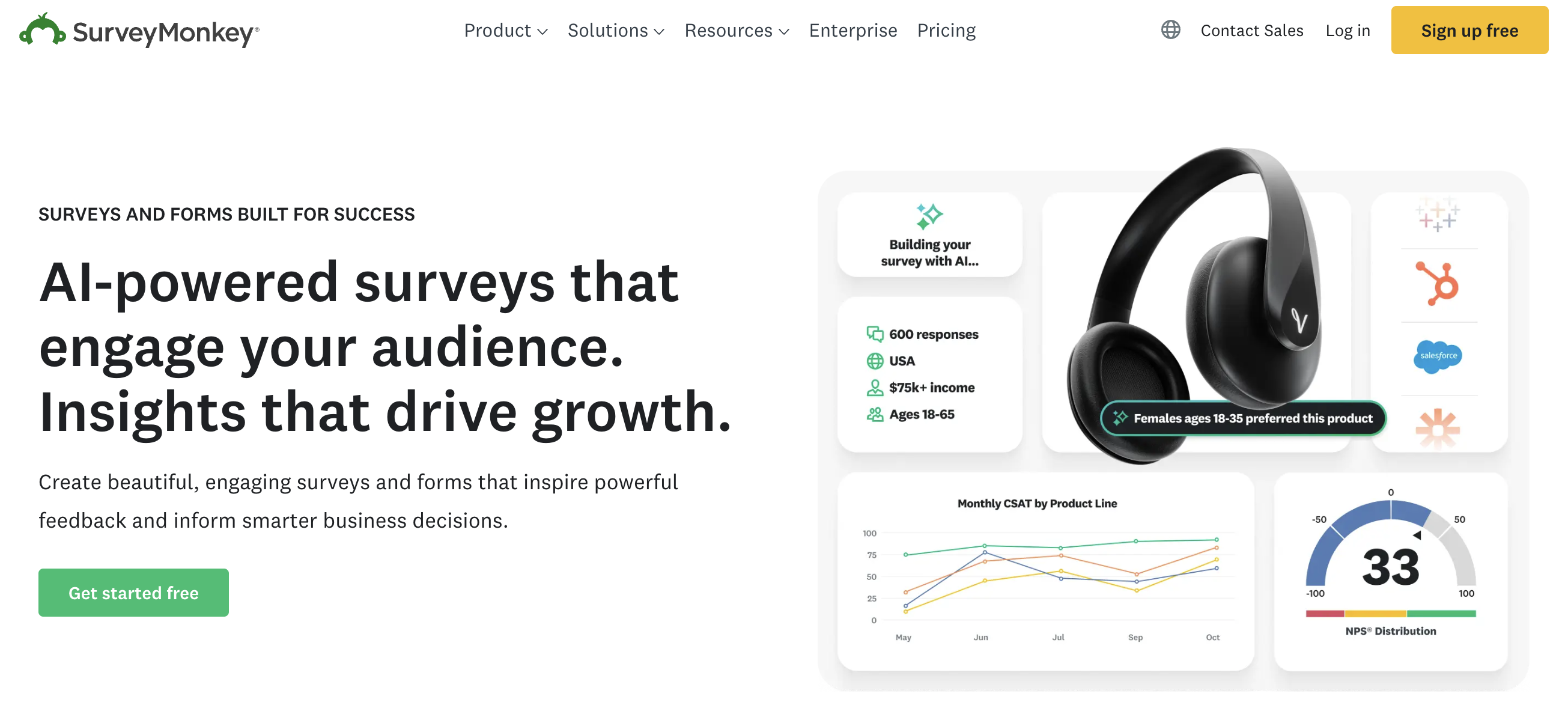Survey monkey homepage