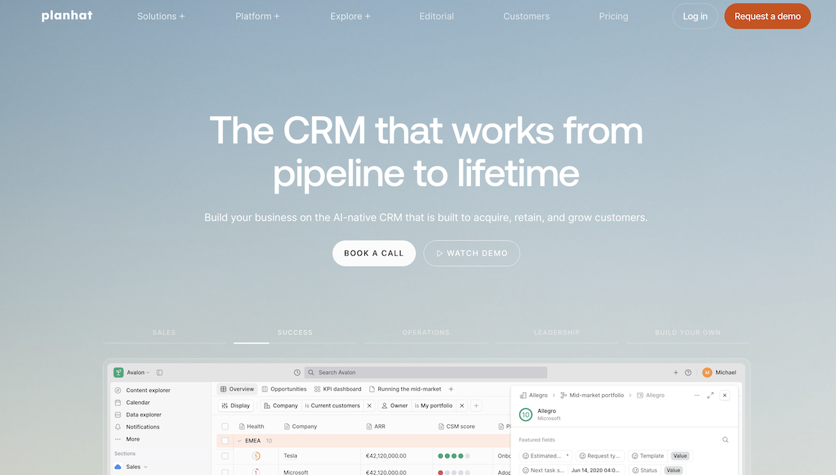 planhat best account management software with AI