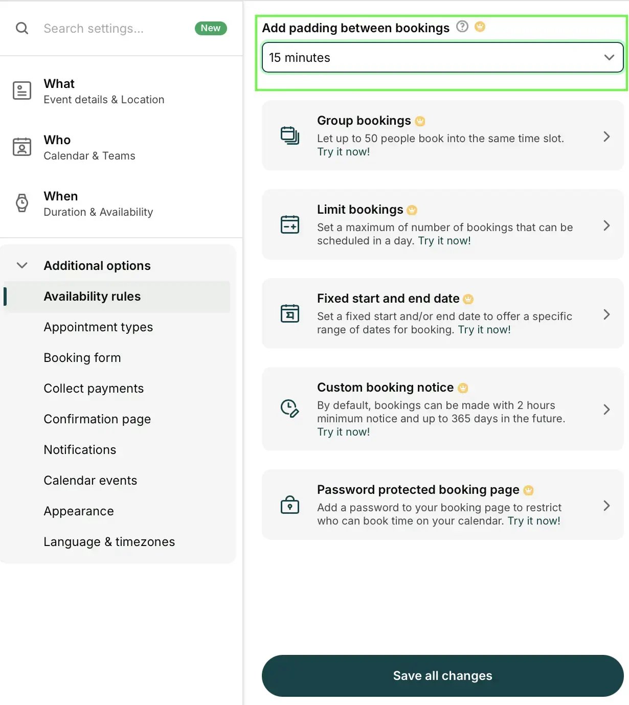 how to add buffer time between meetings in YouCanBookMe