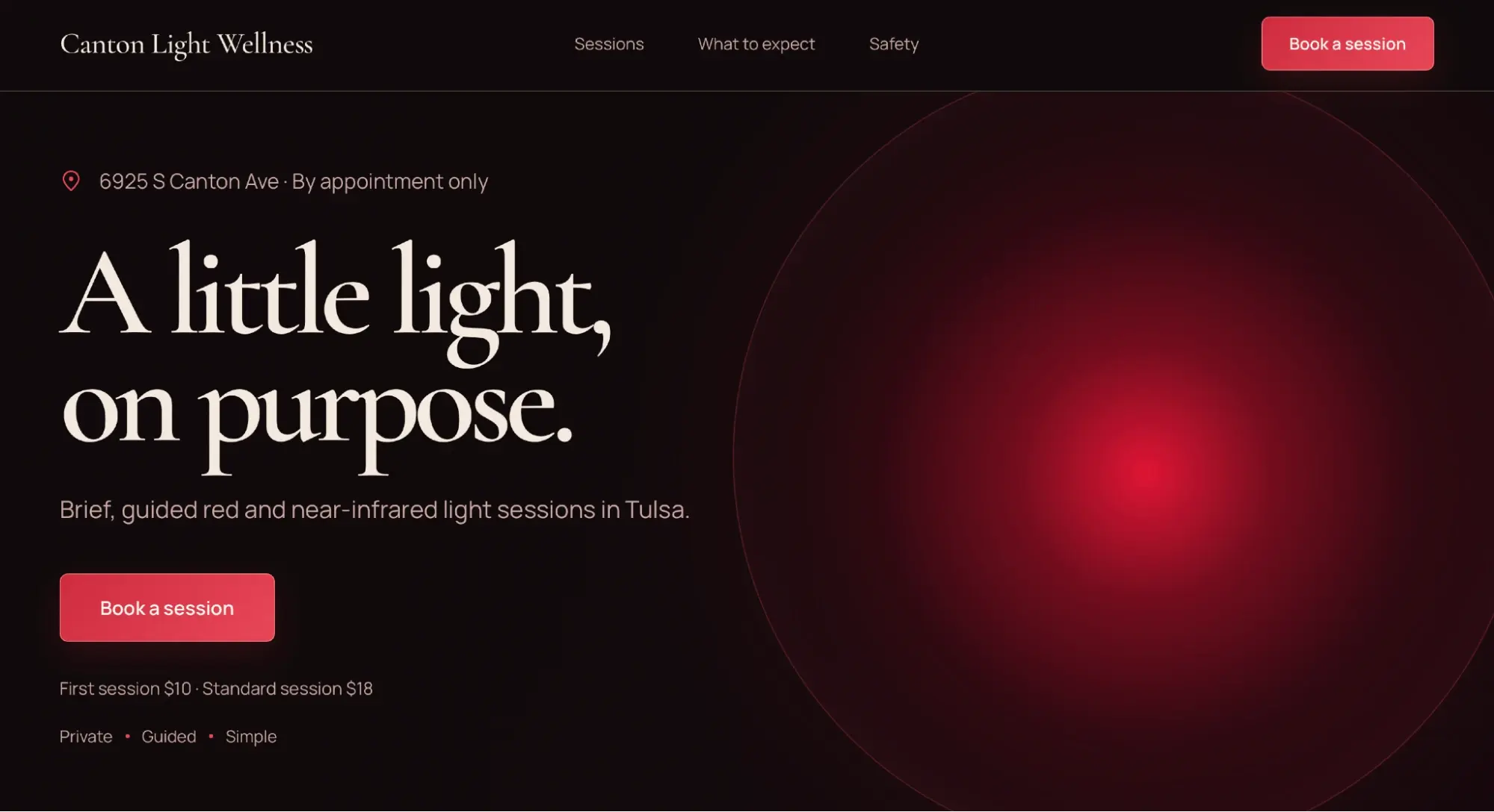 canton light wellness chatgpt site with online booking buttons