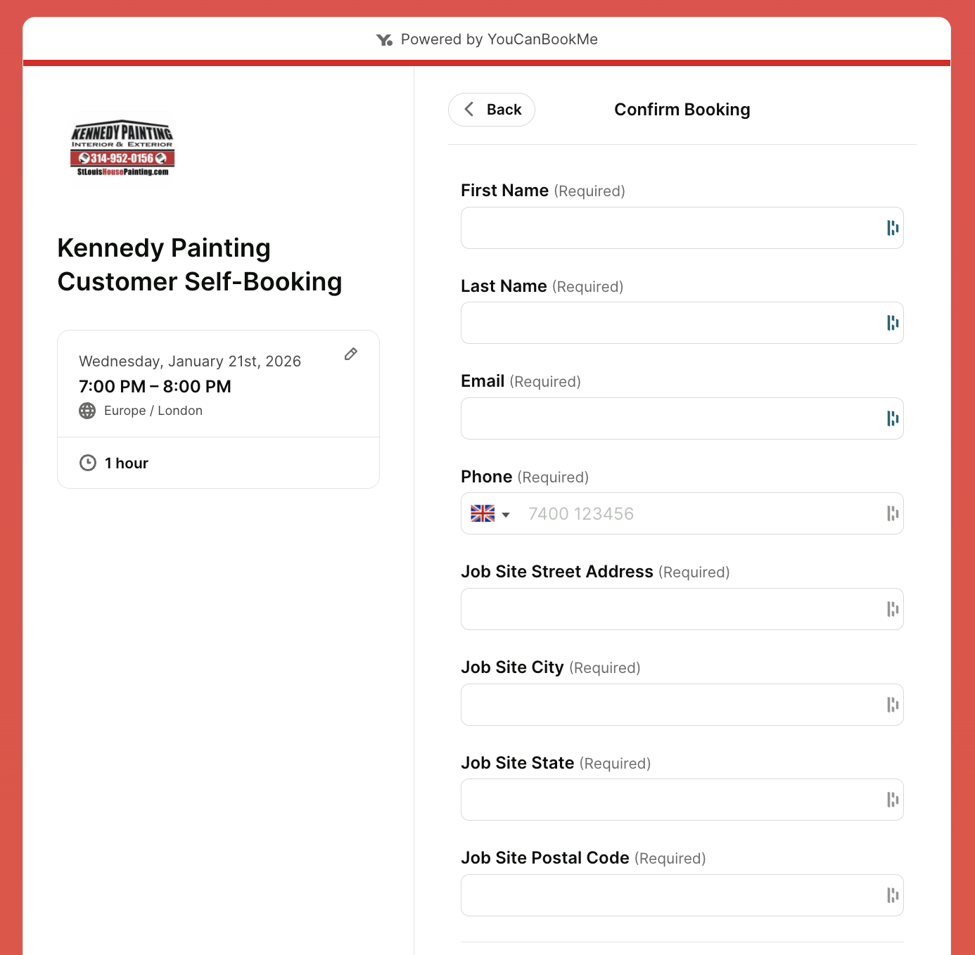 Kennedy Paintings YCBM booking form