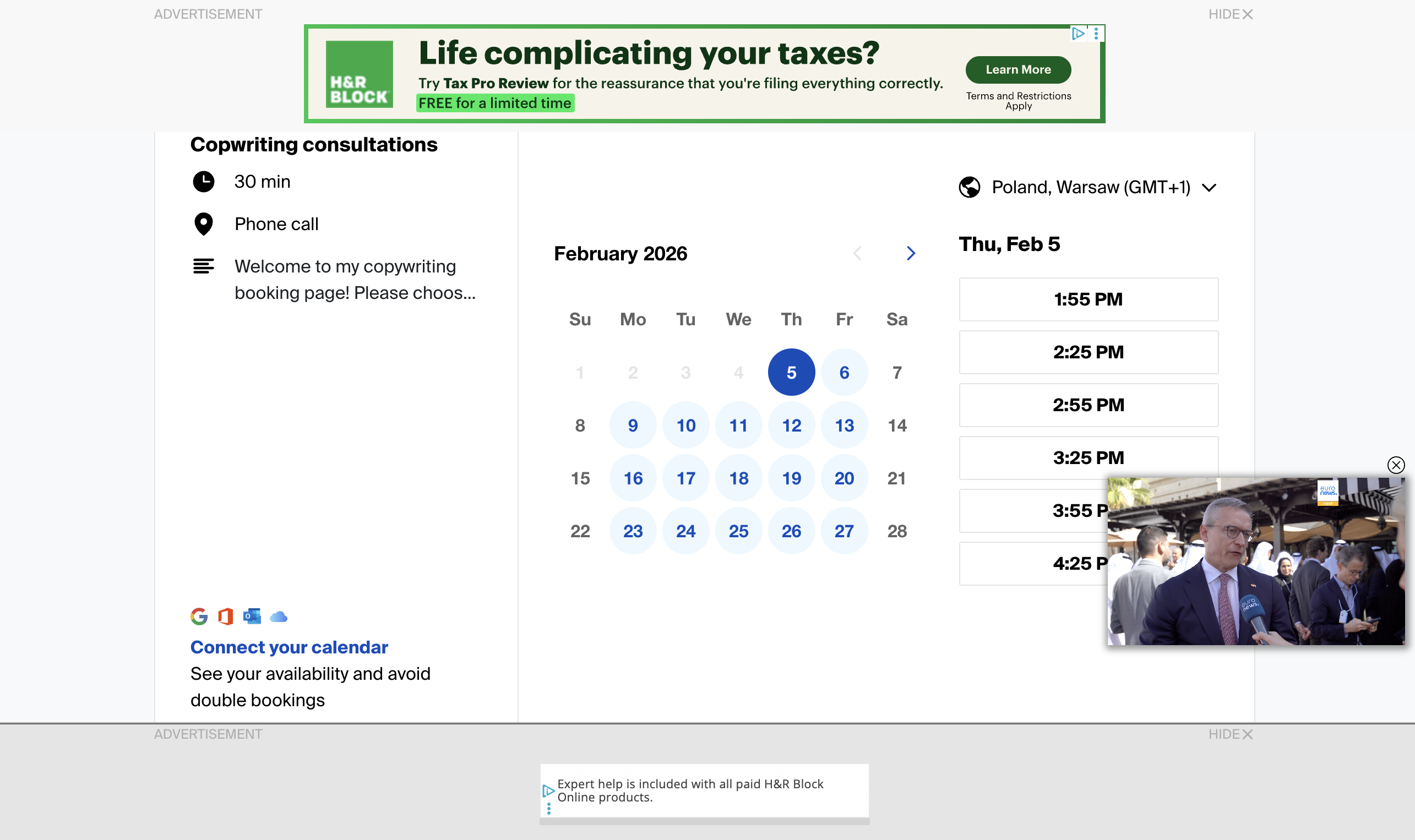 Doodle free booking page example