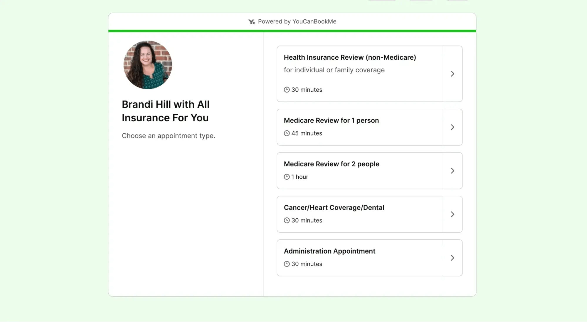 insurance booking page example