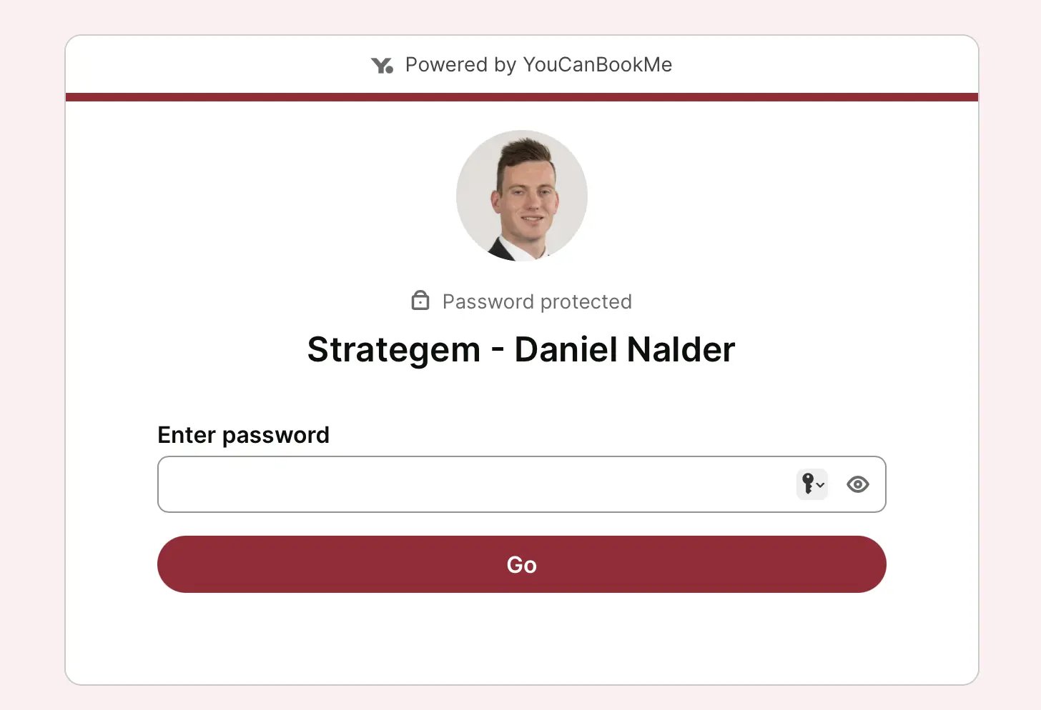password-protected booking page