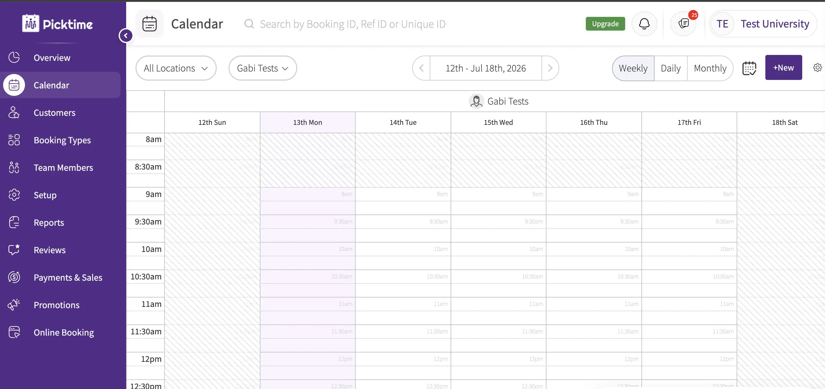 Picktime booking page setup