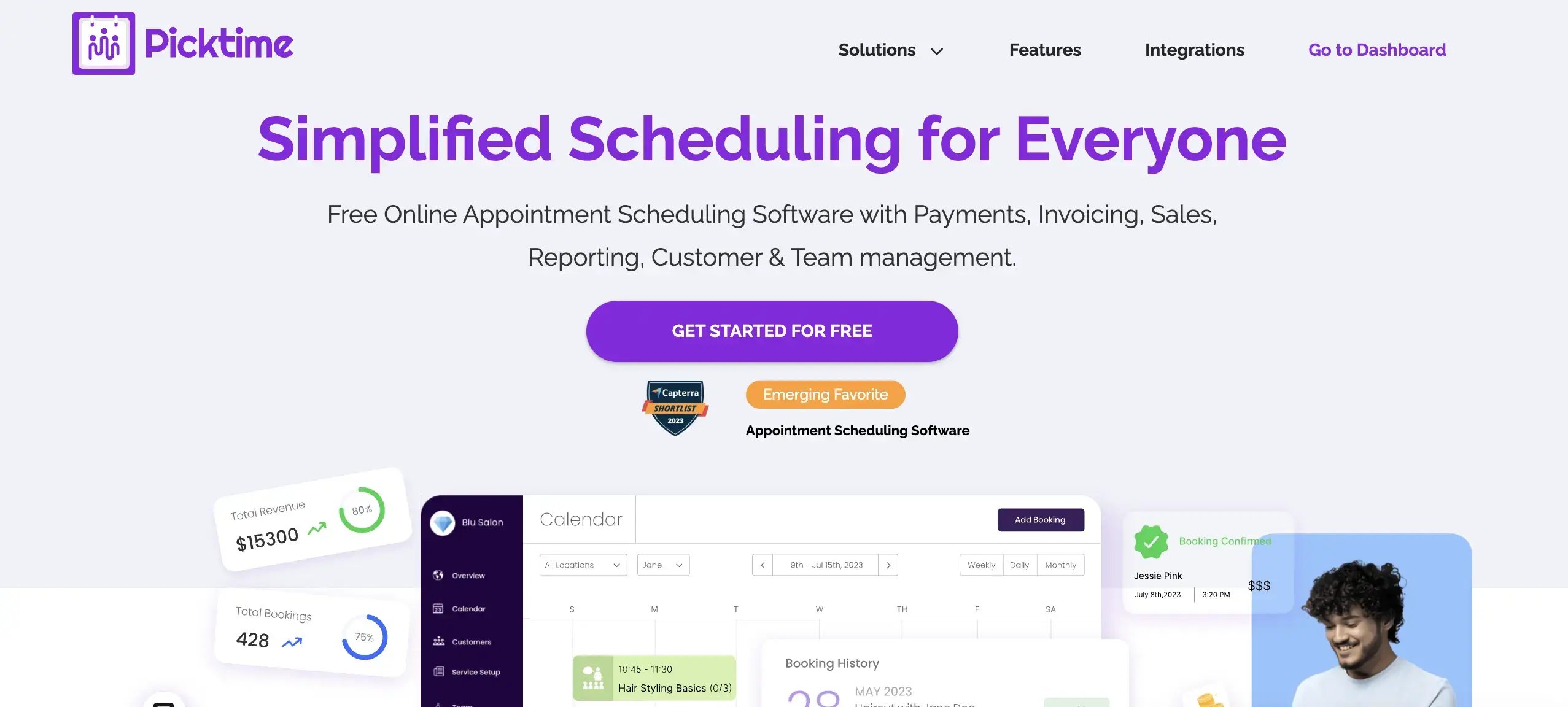 Picktime homepage