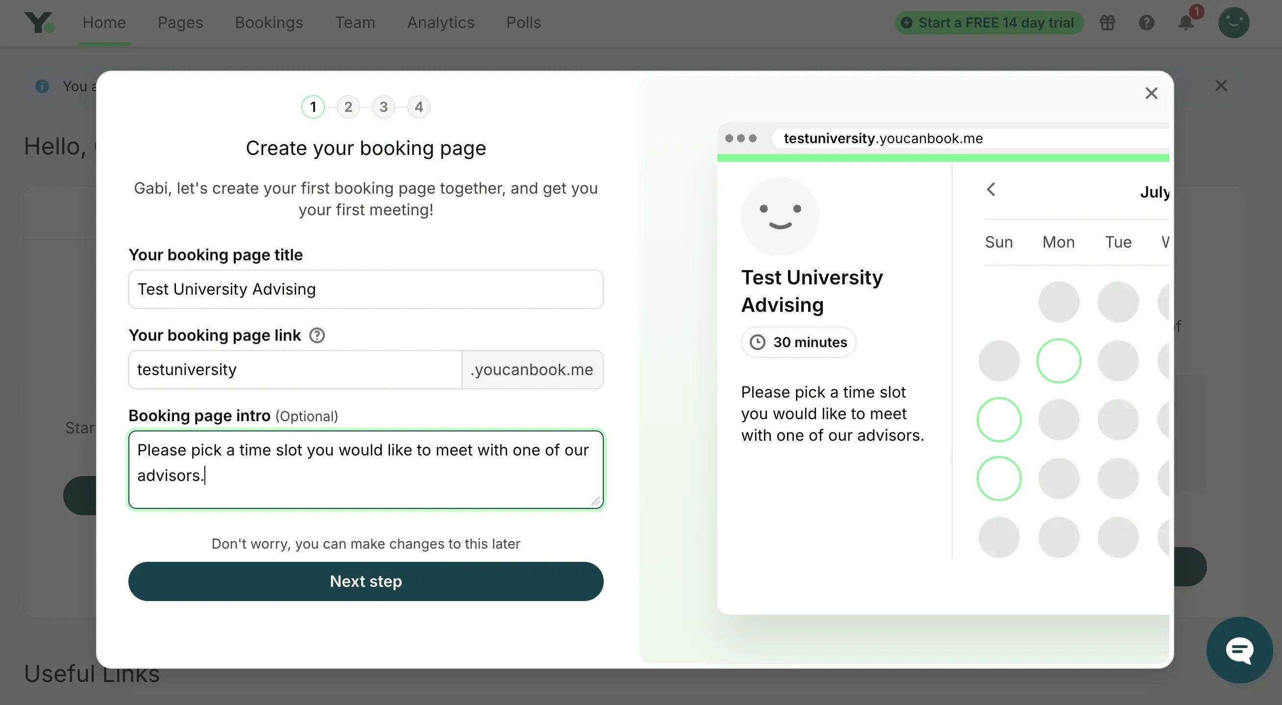 YouCanBookMe education booking page setup