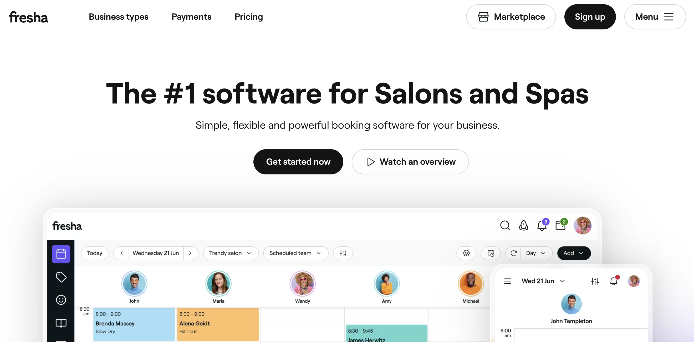 Fresha booking app homepage