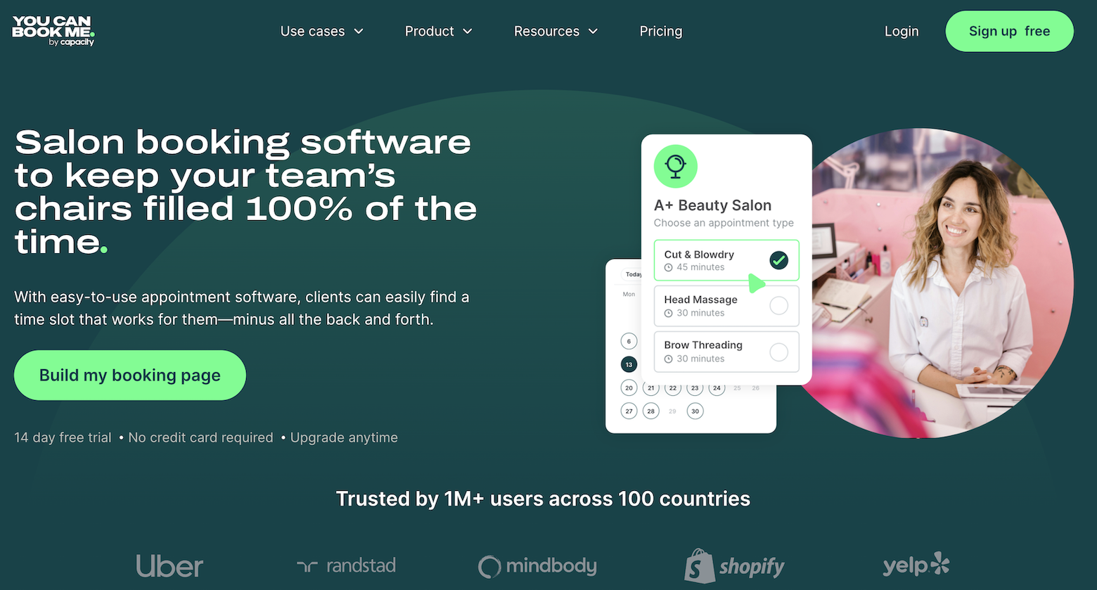 Youcanbookme salon booking page