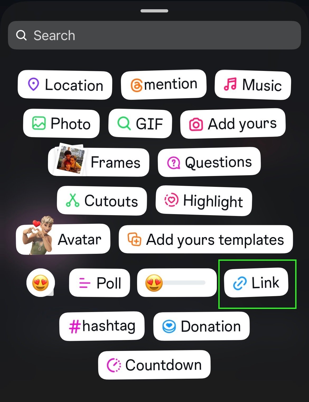 link sticker in instagram stories
