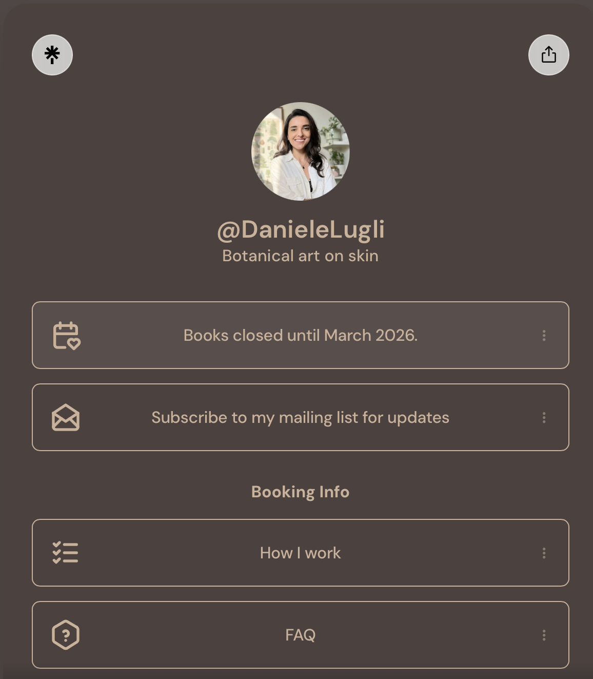 tattoo artist linktree profile used to get more bookings on IG